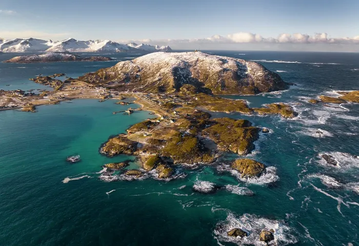 Framed Print : Aerial view of Sommeroy, near Tromso, Norway Framed Print : Aerial view of Sommeroy, near Tromso, Norway