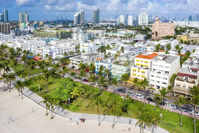 Framed Print : Aerial View of South Beach & Ocean Drive, Miami, Florida, USA Framed Print : Aerial View of South Beach & Ocean Drive, Miami, Florida, USA