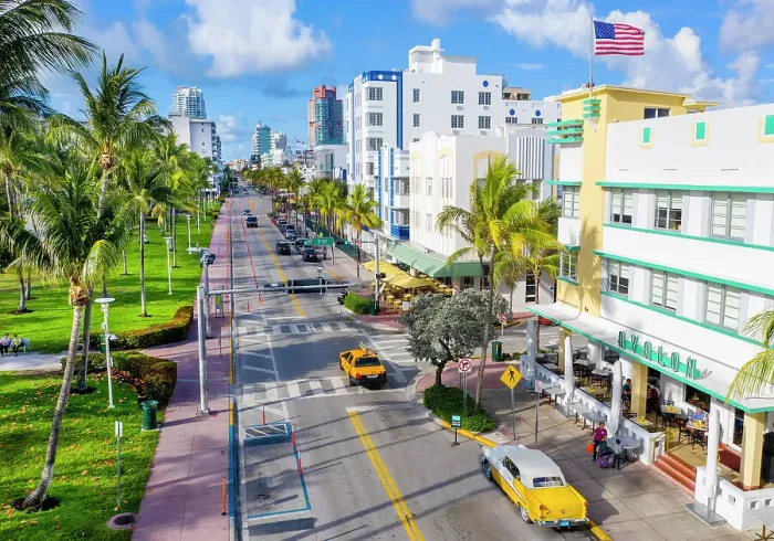 Framed Print : Aerial View of South Beach & Ocean Drive, Miami, Florida, USA Framed Print : Aerial View of South Beach & Ocean Drive, Miami, Florida, USA
