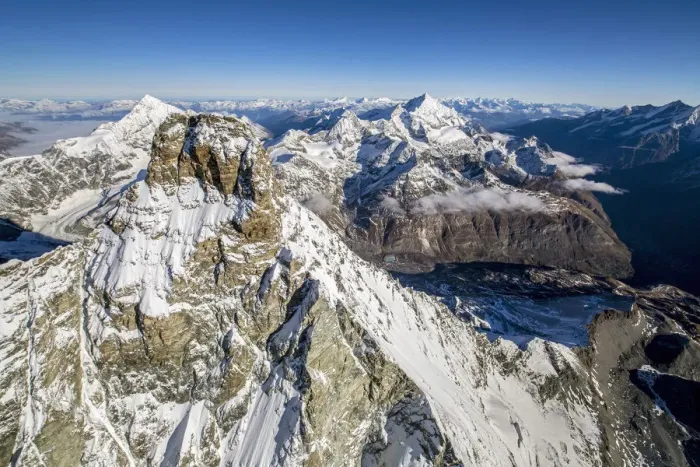 Framed Print : Aerial view of the south face of the Matterhorn Zermatt canton of Valais Switzerland Framed Print : Aerial view of the south face of the Matterhorn Zermatt canton of Valais Switzerland