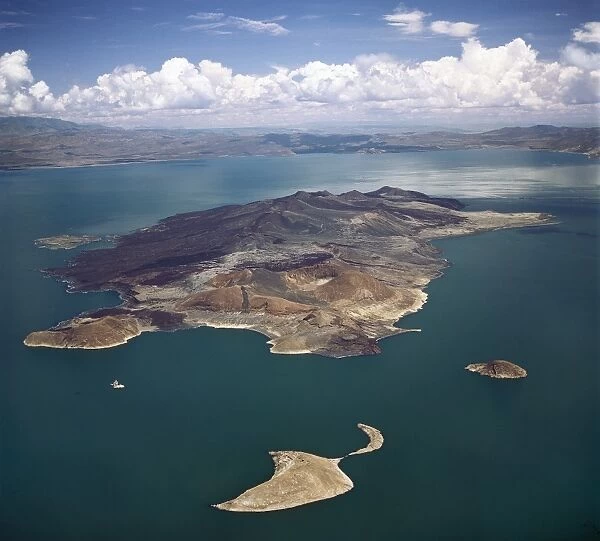 An aerial view of South Island, Lake Turkanas largest island