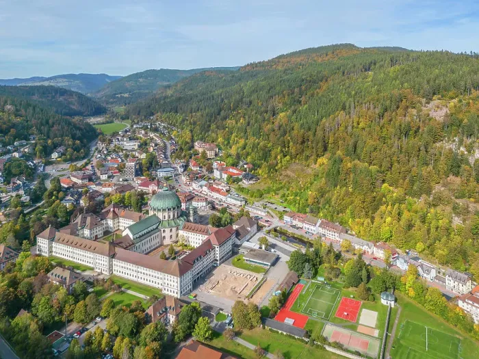 Framed Print : Aerial view at St. Blasien, Southern Black Forest, Baden-Wurttemberg, Germany Framed Print : Aerial view at St. Blasien, Southern Black Forest, Baden-Wurttemberg, Germany