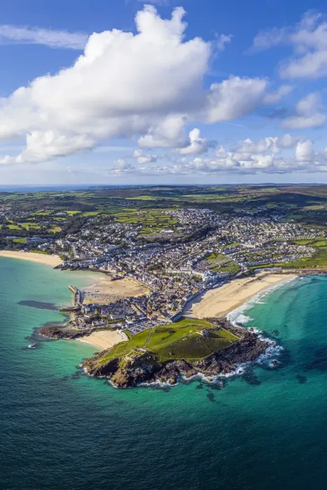 Framed Print : Aerial view of St. Ives, Cornwall, England Framed Print : Aerial view of St. Ives, Cornwall, England