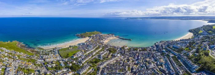 Framed Print : Aerial view of St. Ives, Cornwall, England Framed Print : Aerial view of St. Ives, Cornwall, England