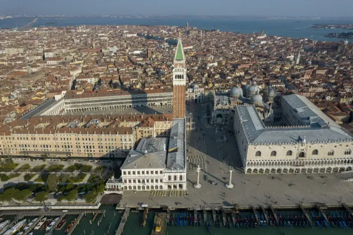 Framed Print : Aerial view of St Mark square, Venice, Veneto, Italy, Europe Framed Print : Aerial view of St Mark square, Venice, Veneto, Italy, Europe