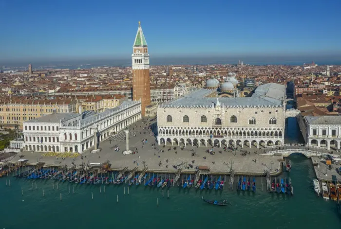 Framed Print : Aerial view of St Mark square, Venice, Veneto, Italy, Europe Framed Print : Aerial view of St Mark square, Venice, Veneto, Italy, Europe