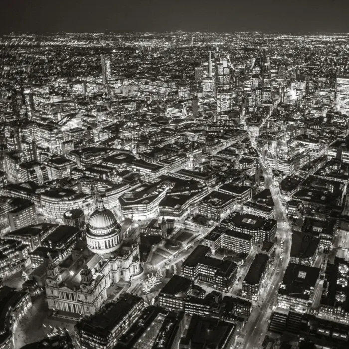 Framed Print : Aerial view of St. Pauls and City of London, London, England Framed Print : Aerial view of St. Pauls and City of London, London, England