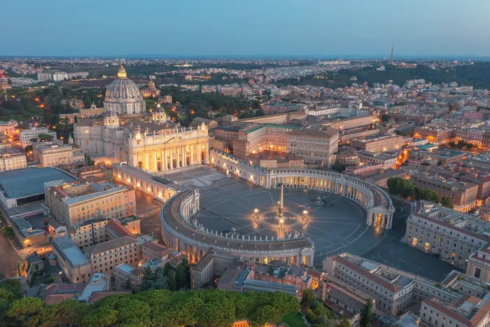 Framed Print : Aerial view of St. Peter Basilica at dusk. Vatican city, Rome, Lazio, Italy Framed Print : Aerial view of St. Peter Basilica at dusk. Vatican city, Rome, Lazio, Italy