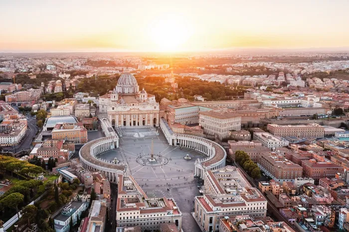 Framed Print : Aerial view of St. Peter's Square and St. Peter's Basilica at sunset. Rome, Lazio, Italy Framed Print : Aerial view of St. Peter's Square and St. Peter's Basilica at sunset. Rome, Lazio, Italy