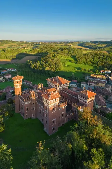 Framed Print : Aerial view at sunset of the Castle of Cereseto, Alessandria district, Monferrato, Piedmont, Italy Framed Print : Aerial view at sunset of the Castle of Cereseto, Alessandria district, Monferrato, Piedmont, Italy