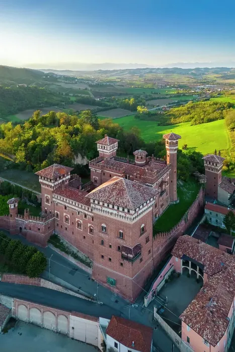 Framed Print : Aerial view at sunset of the Castle of Cereseto, Alessandria district, Monferrato, Piedmont, Italy, Europe Framed Print : Aerial view at sunset of the Castle of Cereseto, Alessandria district, Monferrato, Piedmont, Italy, Europe