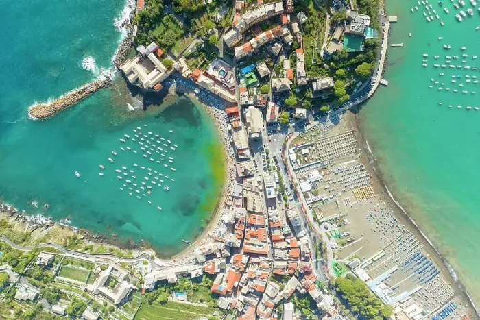 Framed Print : aerial view taken by drone of Silenzio bay, during summer day, municipality of Sestri Levante, Genova province, Liguria district, Italy Framed Print : aerial view taken by drone of Silenzio bay, during summer day, municipality of Sestri Levante, Genova province, Liguria district, Italy