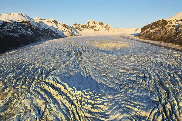 aerial view taken by drone of Skaftafellsjokull glacier, Austurland, Iceland