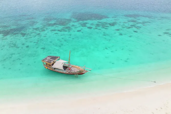 Framed Print : aerial view taken by the drone of the tourist boat, anchored near a tongue of sand, Zanzibar, Tanzania Framed Print : aerial view taken by the drone of the tourist boat, anchored near a tongue of sand, Zanzibar, Tanzania
