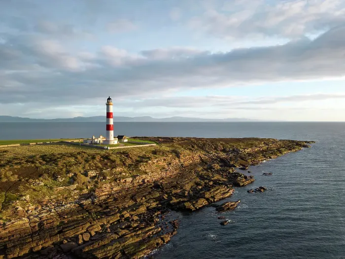 Framed Print : Aerial view of Tarbat Ness Lighthouse, Moray Firth, Portmahomack, Highland, Scotland, April 2024 Framed Print : Aerial view of Tarbat Ness Lighthouse, Moray Firth, Portmahomack, Highland, Scotland, April 2024