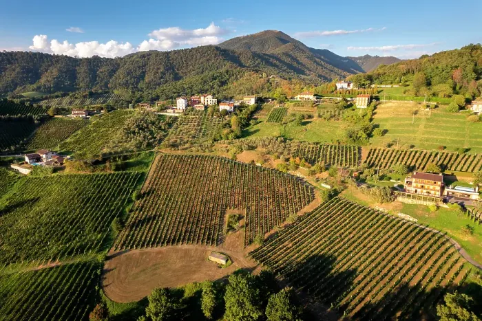 Framed Print : Aerial view from Terre del Vescovado vineyards in Bergamo province, Lombardy district in Italy Framed Print : Aerial view from Terre del Vescovado vineyards in Bergamo province, Lombardy district in Italy