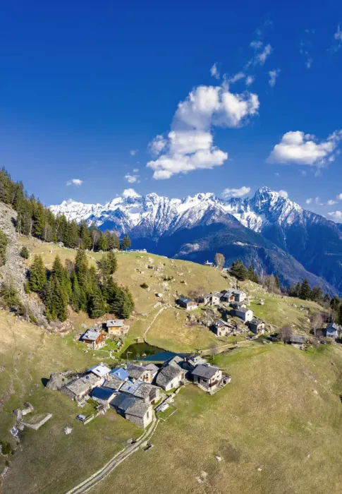 Framed Print : Aerial view of the tiny village of Lagunc. Valchiavenna, Valtellina, Lombardy, Italy Framed Print : Aerial view of the tiny village of Lagunc. Valchiavenna, Valtellina, Lombardy, Italy