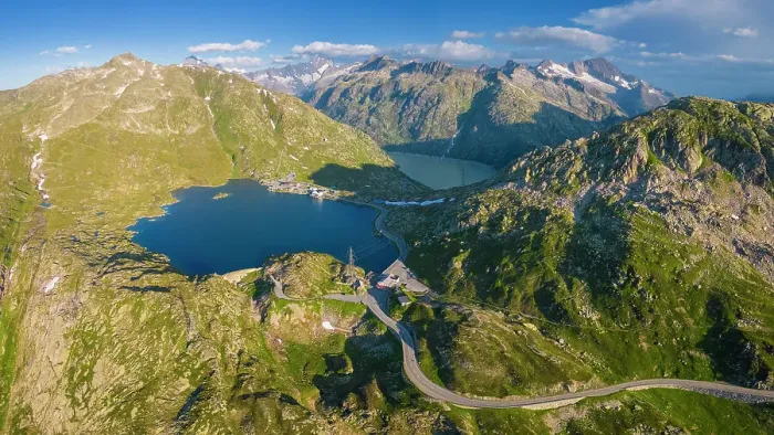 Framed Print : Aerial view of the Totensee at the top of Grimselpass, connecting Guttannen in Berna Canton to Oberwald in Canton of Valais. Obergoms, Canton of Valais, Swiss Alps, Switzerland Framed Print : Aerial view of the Totensee at the top of Grimselpass, connecting Guttannen in Berna Canton to Oberwald in Canton of Valais. Obergoms, Canton of Valais, Swiss Alps, Switzerland