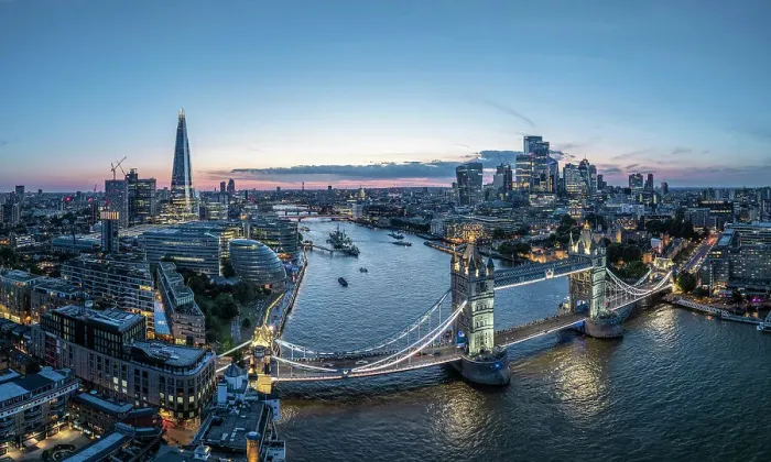 Framed Print : Aerial view of Tower Bridge, City of London, England, UK