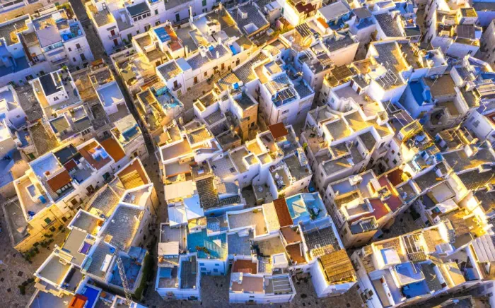Framed Print : Aerial view of the traditional roofs of Polignano a Mare, Apulia, Italy Framed Print : Aerial view of the traditional roofs of Polignano a Mare, Apulia, Italy