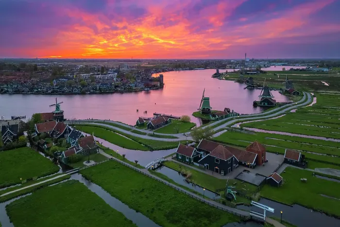 Framed Print : Aerial view of the typical windmills of Zaanse Schans on the river Zaan in spring. Zaanse Schans, North Holland, Zaanstad municipality, The Netherlands, Europe Framed Print : Aerial view of the typical windmills of Zaanse Schans on the river Zaan in spring. Zaanse Schans, North Holland, Zaanstad municipality, The Netherlands, Europe