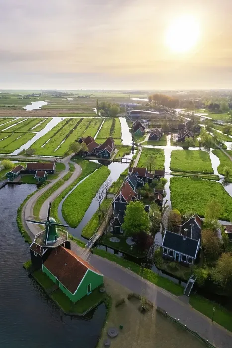 Framed Print : Aerial view of the typical windmills of Zaanse Schans on the river Zaan in spring. Zaanse Schans, North Holland, Zaanstad municipality, The Netherlands, Europe Framed Print : Aerial view of the typical windmills of Zaanse Schans on the river Zaan in spring. Zaanse Schans, North Holland, Zaanstad municipality, The Netherlands, Europe