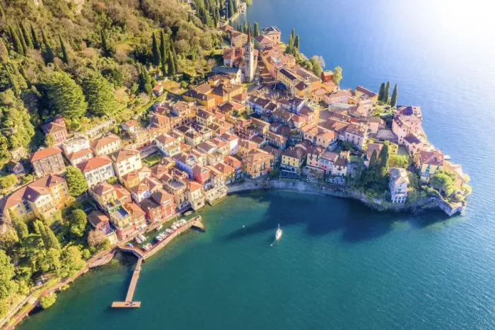 Framed Print : Aerial view of Varenna, Como Lake, Lombardy, Italy Framed Print : Aerial view of Varenna, Como Lake, Lombardy, Italy