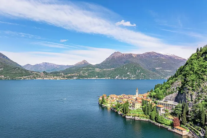Framed Print : Aerial view of Varenna, Lake Como, Province of Lecco, Lombardy, Italy Framed Print : Aerial view of Varenna, Lake Como, Province of Lecco, Lombardy, Italy