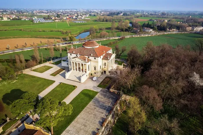 Framed Print : Aerial view of Villa Almerico Capra Valmarana (known also as La Rotonda) designed by Andrea Palladio, Vicenza, Veneto, Italy Framed Print : Aerial view of Villa Almerico Capra Valmarana (known also as La Rotonda) designed by Andrea Palladio, Vicenza, Veneto, Italy