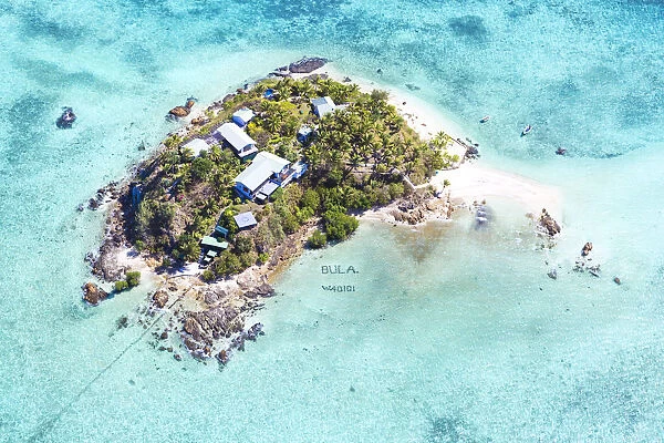 Aerial view of Wadigi island, Mamanucas islands, Fiji