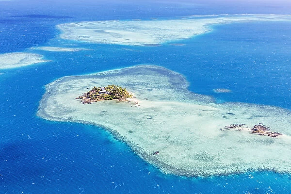 Aerial view of Wadigi island, Mamanucas islands, Fiji