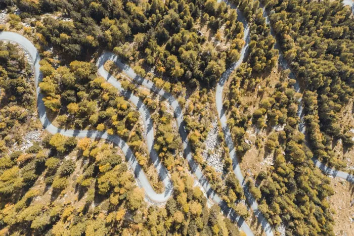 Framed Print : Aerial view of a winding road in autumn. Val Masino, Sondrio province, Lombardy, Italy Framed Print : Aerial view of a winding road in autumn. Val Masino, Sondrio province, Lombardy, Italy