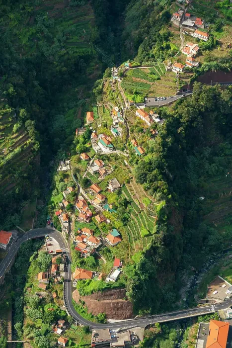 Framed Print : Aerial view of winding road and house on hill slope, Curral das Freiras (Pen of the Nuns), Camara de Lobos, Madeira, Portugal Framed Print : Aerial view of winding road and house on hill slope, Curral das Freiras (Pen of the Nuns), Camara de Lobos, Madeira, Portugal