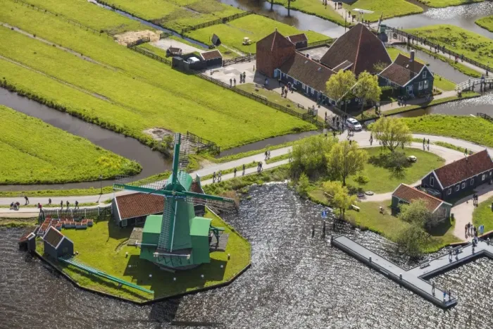 Framed Print : Aerial view of windmills in Zaanse Schans, Netherlands Framed Print : Aerial view of windmills in Zaanse Schans, Netherlands