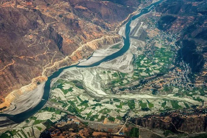 Framed Print : Aerial of villages and fields in the Kathmandu Valley, Nepal Framed Print : Aerial of villages and fields in the Kathmandu Valley, Nepal
