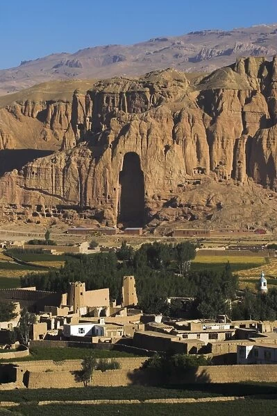 Afghanistan, Bamiyan Province, Cliffs with empty niche where the famous