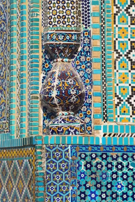 Framed Print : Afghanistan, Mazar-I-Sharif, Shrine of Hazrat Ali, Tile detail
