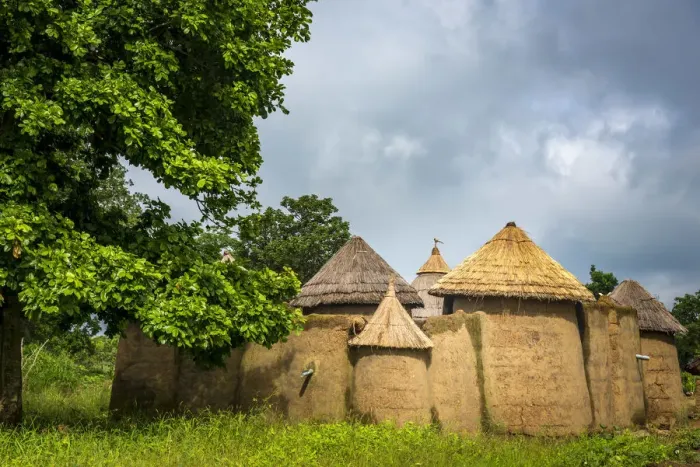 Framed Print : Africa, Benin, Atacora region. Somba village of the Betammariba people Framed Print : Africa, Benin, Atacora region. Somba village of the Betammariba people