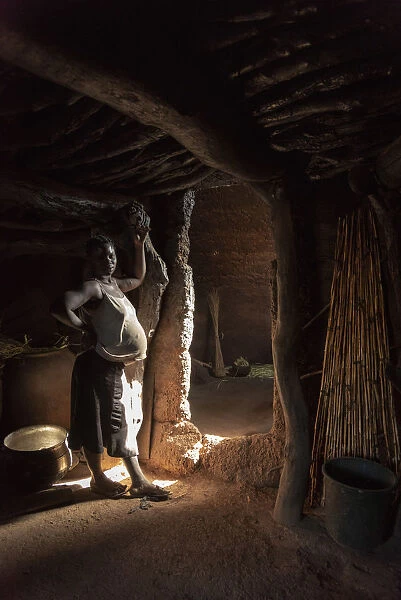 Africa, Benin, Boukumba. inside a Tata Somba