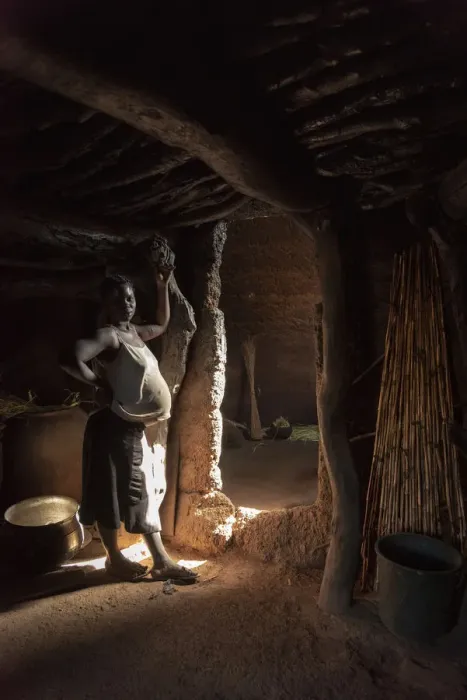 Framed Print : Africa, Benin, Boukumba. inside a Tata Somba Framed Print : Africa, Benin, Boukumba. inside a Tata Somba