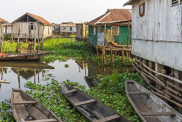 Africa, Benin, Lake Nokoua. A view in the channels of the famous stilt village