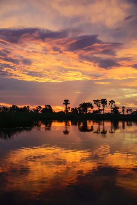 Framed Print : Africa, Botswana, Okavango delta. Sunset at the delta Framed Print : Africa, Botswana, Okavango delta. Sunset at the delta