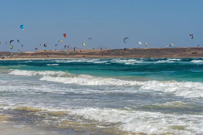 Framed Print : africa, Cape Verde, Sal. Kitesurfer