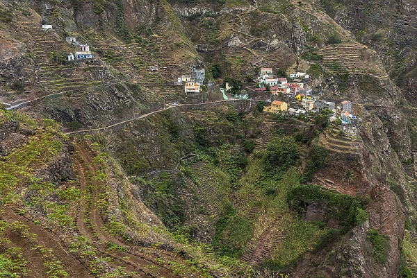 africa, Cape Verde, Santo Antao. The village of Fontainhas on the coastal hike