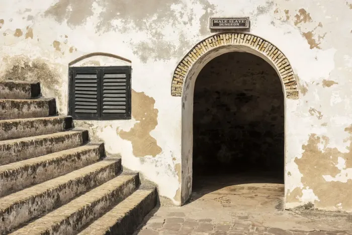 Framed Print : Africa, Ghana, Elmina castle. entrance to the slave dungeon Framed Print : Africa, Ghana, Elmina castle. entrance to the slave dungeon