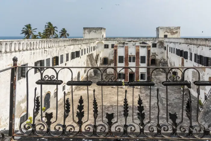 Framed Print : Africa, Ghana, Elmina castle, the view from the commanders balcony Framed Print : Africa, Ghana, Elmina castle, the view from the commanders balcony