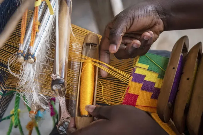 Framed Print : Africa, Ghana, Volta Region. In the Kente weavers village Framed Print : Africa, Ghana, Volta Region. In the Kente weavers village