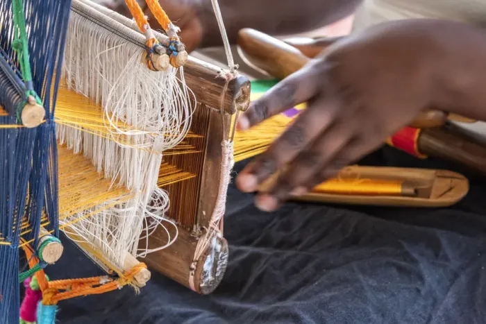 Framed Print : Africa, Ghana, Volta Region. In the Kente weavers village Framed Print : Africa, Ghana, Volta Region. In the Kente weavers village