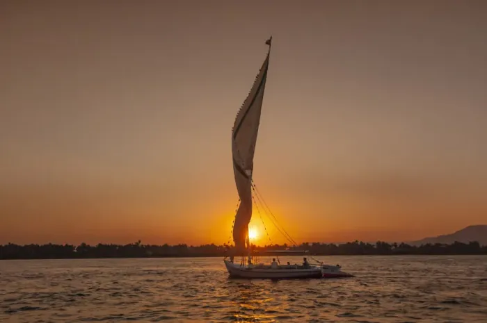 Framed Print : Africa, Middle East, Egypt, Luxor, sunset on Nile river Framed Print : Africa, Middle East, Egypt, Luxor, sunset on Nile river