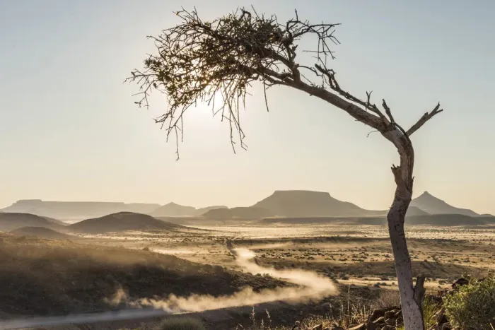 Framed Print : Africa, Namibia, Damara Land. Dust on a road Framed Print : Africa, Namibia, Damara Land. Dust on a road